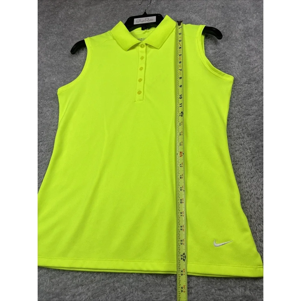Nike Golf Dri-Fit Sleeveless Polo Shirt Woman's Florescent Neon Yellow Medium - Picture 4 of 6